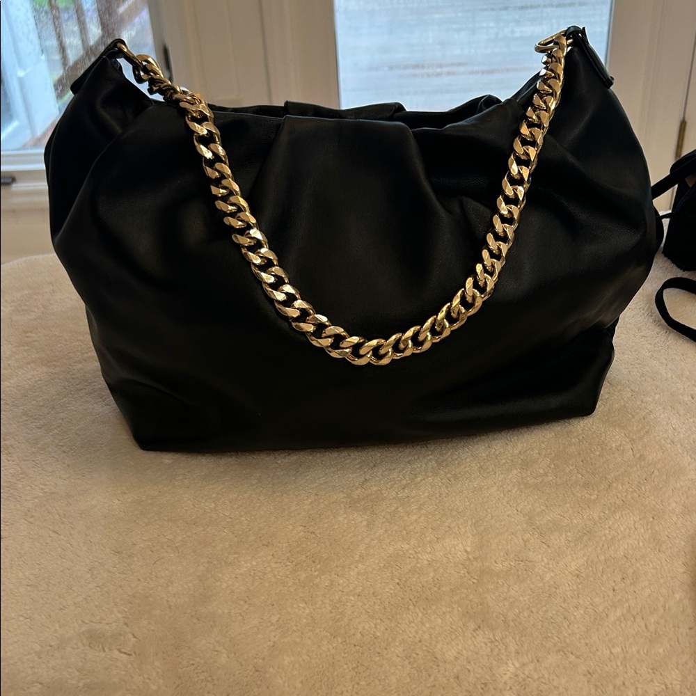 Moda Luxe Black Bag with Gold Chain